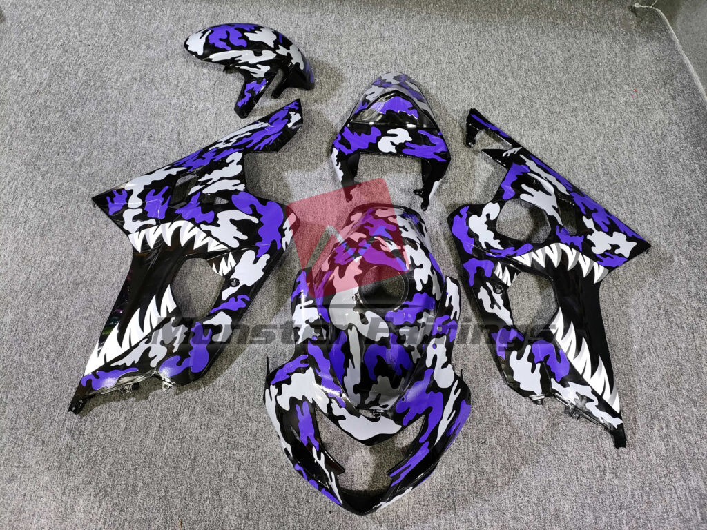 Suzuki GSXR 600 - 750 2004 - 2005 Purple Camo Shark ABS fairings - custom motorcycle bodywork kit by Monster Fairings