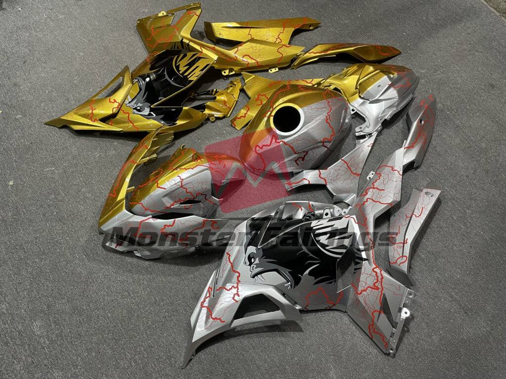 Kawasaki Ninja 400 custom ABS fairings 2018 - 2024 in Gorilla Thunder - durable replacement kit, Monster Fairings