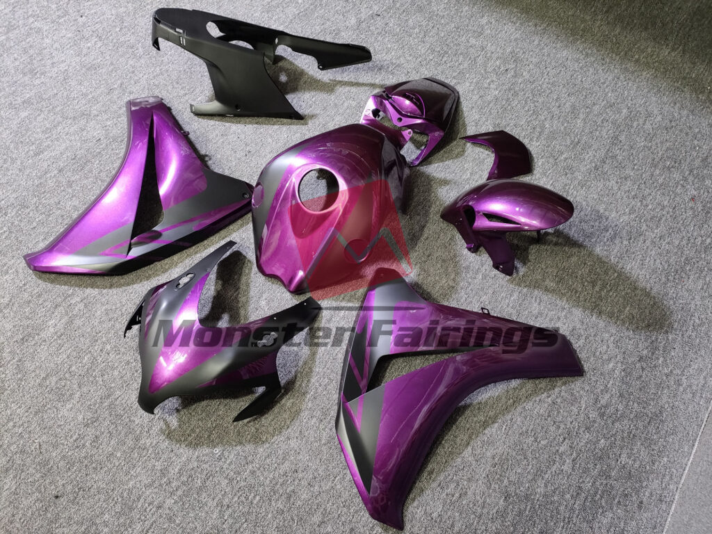 2008 - 2011 Honda CBR1000RR Gloss Purple with Matte Black fairing set - ABS injection, custom painted by Monster Fairings