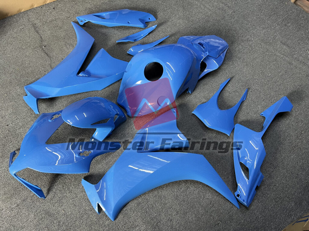 2012 - 2016 Honda CBR1000RR Gloss Light Blue Carbon Fiber Style fairing set - ABS injection, custom painted by Monster Fairings