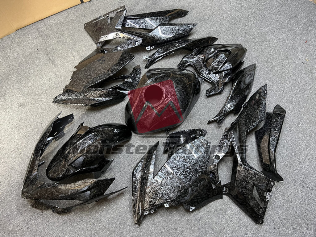 Kawasaki Ninja 400 custom ABS fairings 2018 - 2024 in Gloss Forged Carbon Fiber Style - durable replacement kit, Monster Fairings