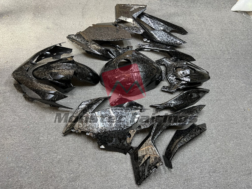 2018 - 2024 Kawasaki Ninja 400 Gloss Forged Carbon Fiber Style fairing set - ABS injection, custom painted by Monster Fairings