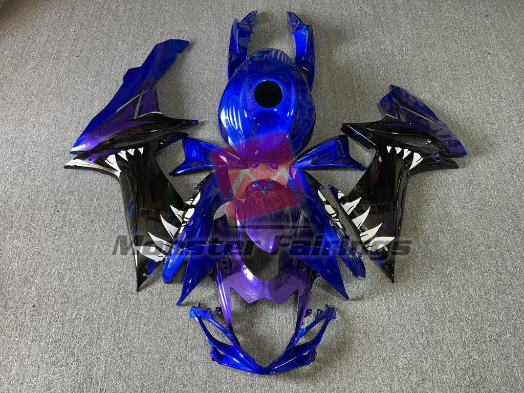 Suzuki GSXR 600 - 750 2011 - 2025 Blue and Purple Shark ABS fairings - custom motorcycle bodywork kit by Monster Fairings