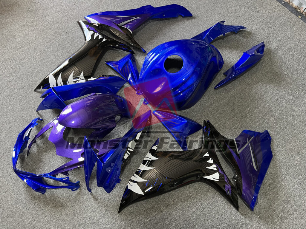 Suzuki GSXR 600 - 750 custom ABS fairings 2011 - 2025 in Blue and Purple Shark - durable replacement kit, Monster Fairings