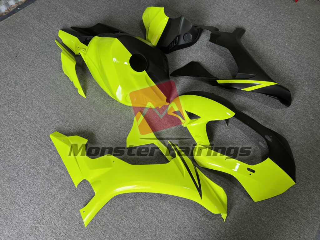 High Vis Yellow and Matte Black Split ABS fairings for Yamaha R1 2015 - 2019 - premium OEM fit kit by Monster Fairings