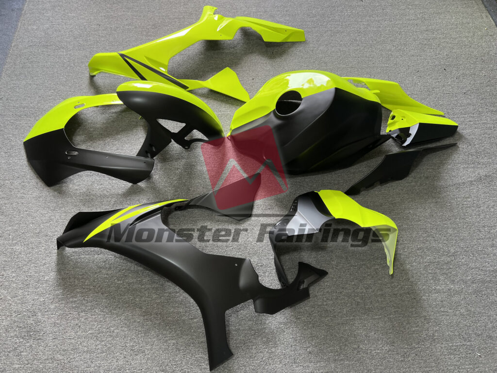 2015 - 2019 Yamaha R1 High Vis Yellow and Matte Black Split fairing set - ABS injection, custom painted by Monster Fairings