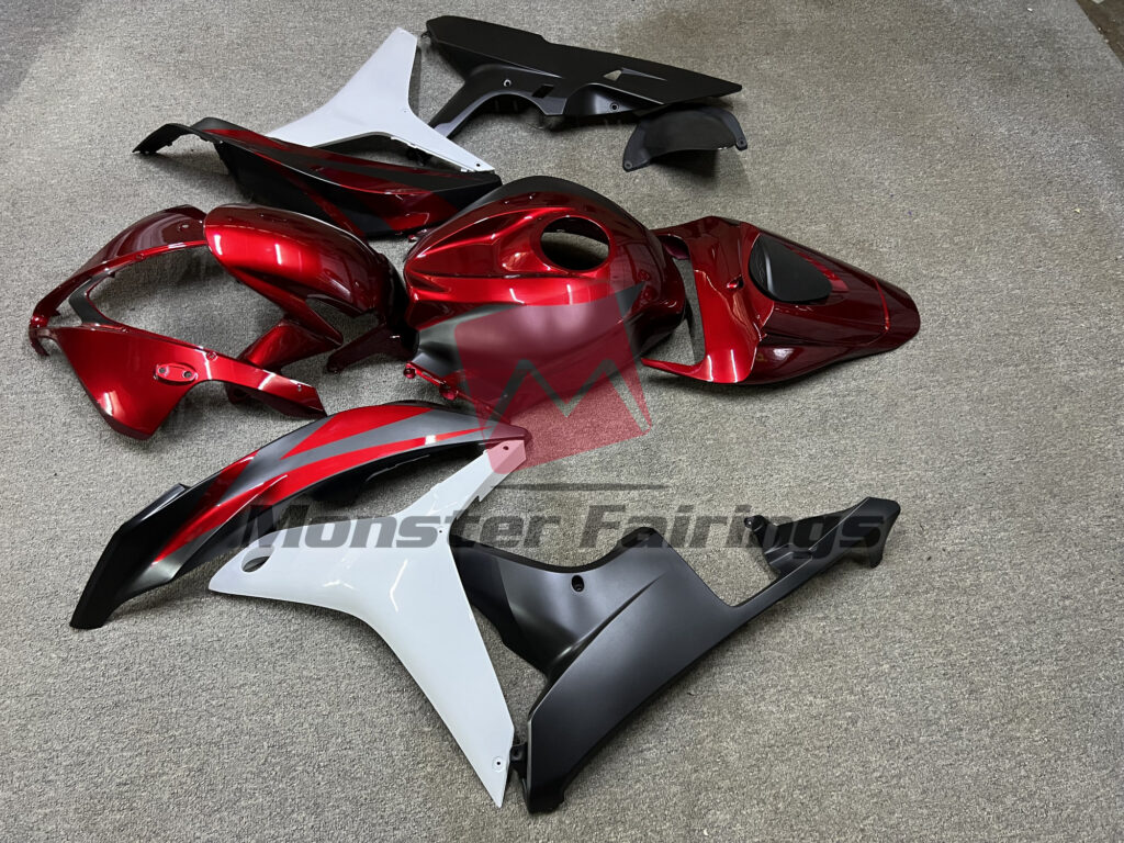 Deep Red with Matte Black & and Gloss White ABS fairings for Honda CBR600RR 2007 - 2008 - premium OEM fit kit by Monster Fairings