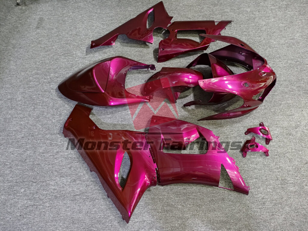 2005 - 2006 Kawasaki ZX6R Gloss Magenta fairing set - ABS injection, custom painted by Monster Fairings