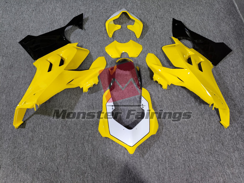 Ducati Panigale V4/V4S 2022 - 2024 Gloss Yellow & and Black with White ABS fairings - custom motorcycle bodywork kit by Monster Fairings