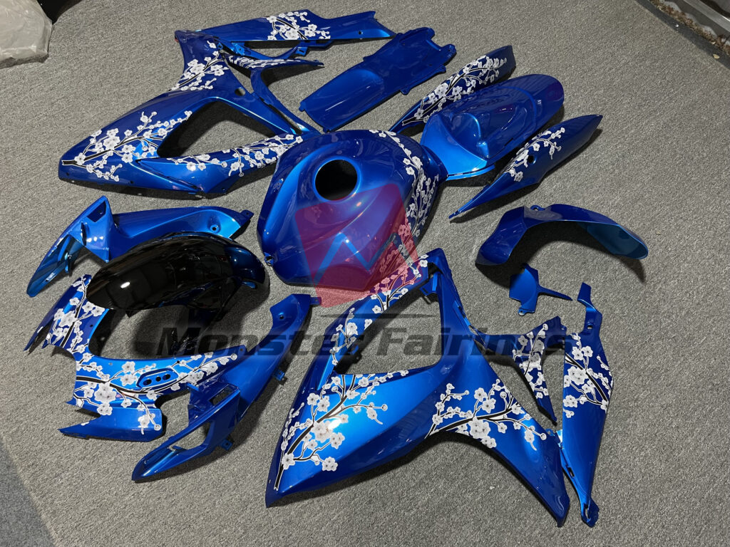 Suzuki GSXR 600 - 750 custom ABS fairings 2006 - 2007 in Blue Cherry Blossom - durable replacement kit, Monster Fairings