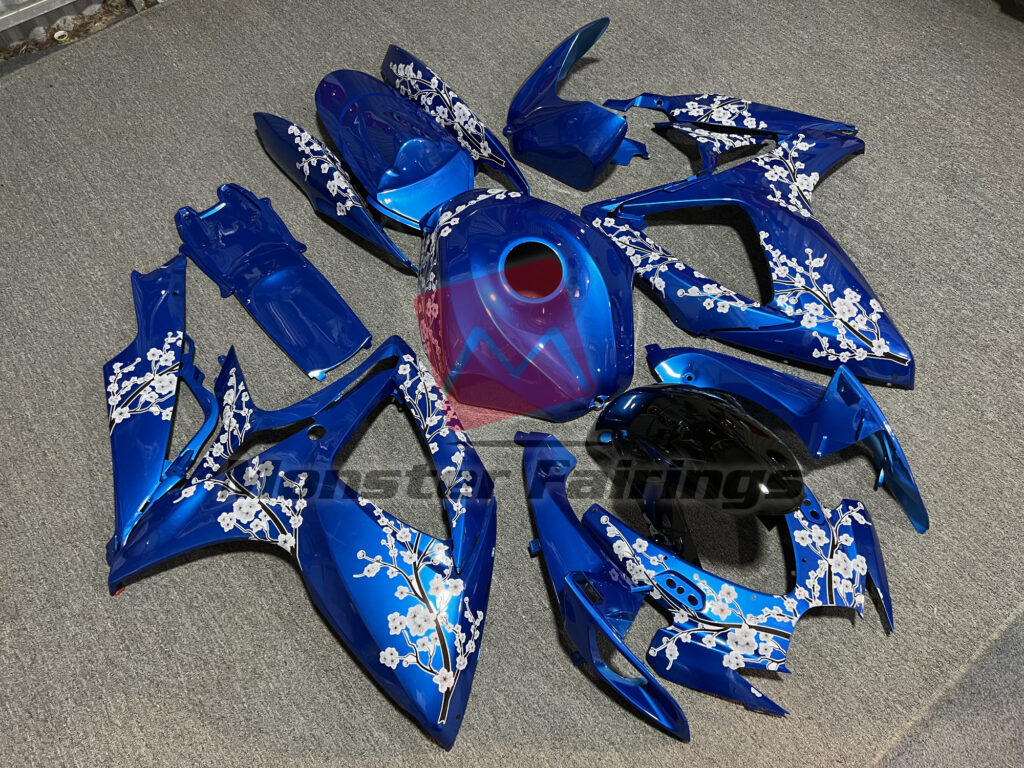 Blue Cherry Blossom ABS fairings for Suzuki GSXR 600 - 750 2006 - 2007 - premium OEM fit kit by Monster Fairings