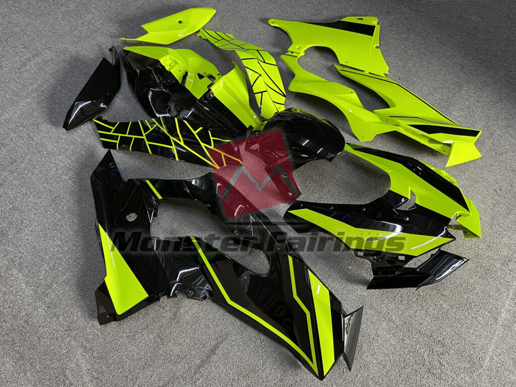 Gloss Black & and Green Split Design ABS fairings for Kawasaki ZX10R 2021 - 2025 - premium OEM fit kit by Monster Fairings