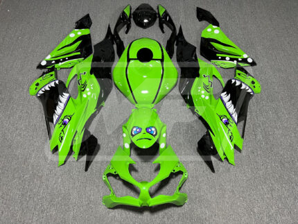 (IN STOCK TX) Kawasaki ZX6R 2019-2023 Gloss Green & Black Shark ABS Fairings | Monster Fairings