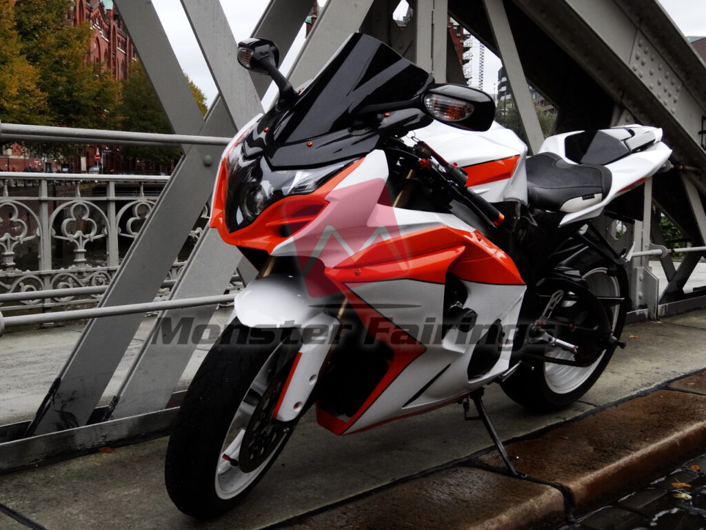 Monster Fairings ABS fairing kit for Suzuki GSXR 1000 2017 - 2025 - Gloss White with Orange, precise OEM fit