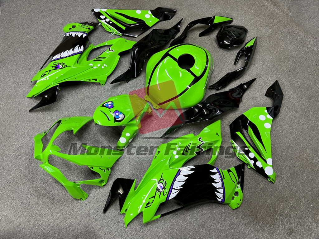 Gloss Green & Black Shark ABS fairings for Kawasaki ZX6R 2019 - 2023 - premium OEM fit kit by Monster Fairings