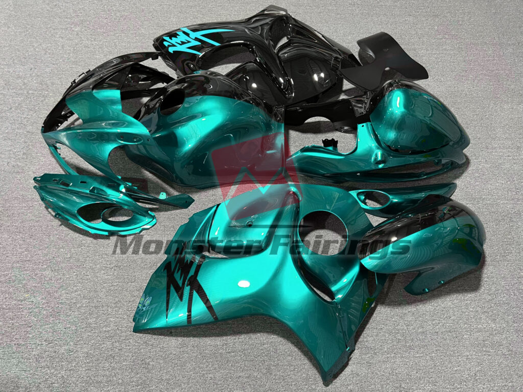 2008 - 2020 Suzuki GSXR 1300 Gloss Teal & and Black Split fairing set - ABS injection, custom painted by Monster Fairings