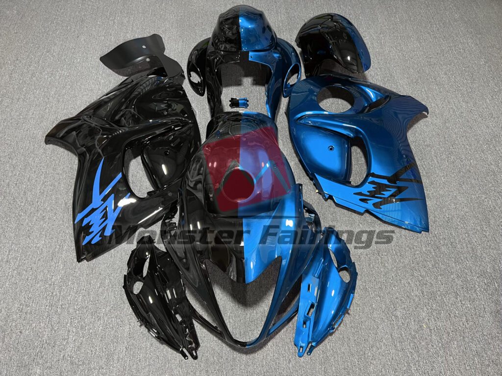 Suzuki GSXR 1300 2008 - 2020 Gloss Blue & and Black Split ABS fairings - custom motorcycle bodywork kit by Monster Fairings