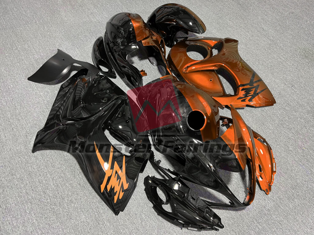 Gloss Orange & and Black Split ABS fairings for Suzuki GSXR 1300 2008 - 2020 - premium OEM fit kit by Monster Fairings