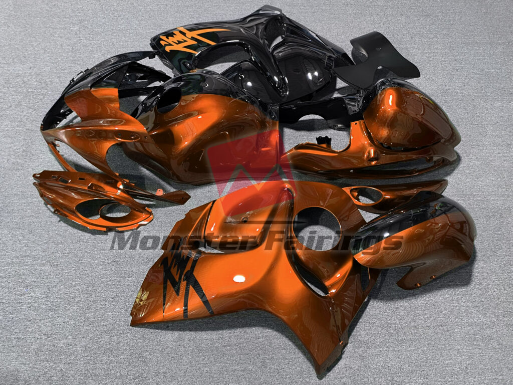 2008 - 2020 Suzuki GSXR 1300 Gloss Orange & and Black Split fairing set - ABS injection, custom painted by Monster Fairings