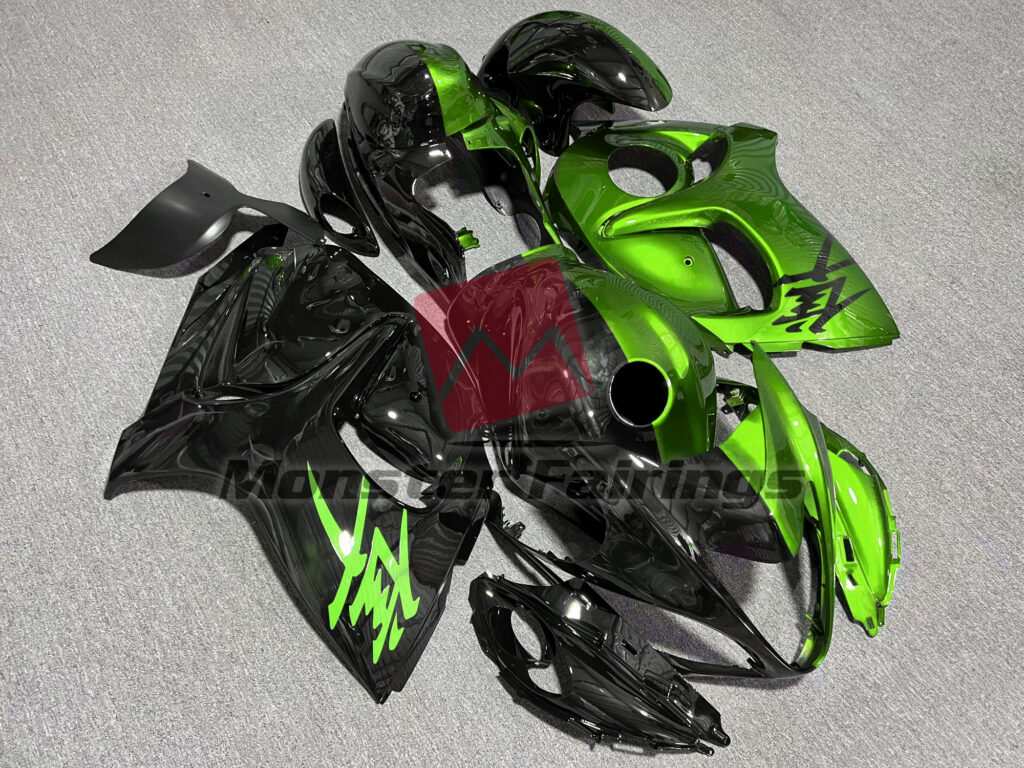 Gloss Green & and Black Split ABS fairings for Suzuki GSXR 1300 2008 - 2020 - premium OEM fit kit by Monster Fairings