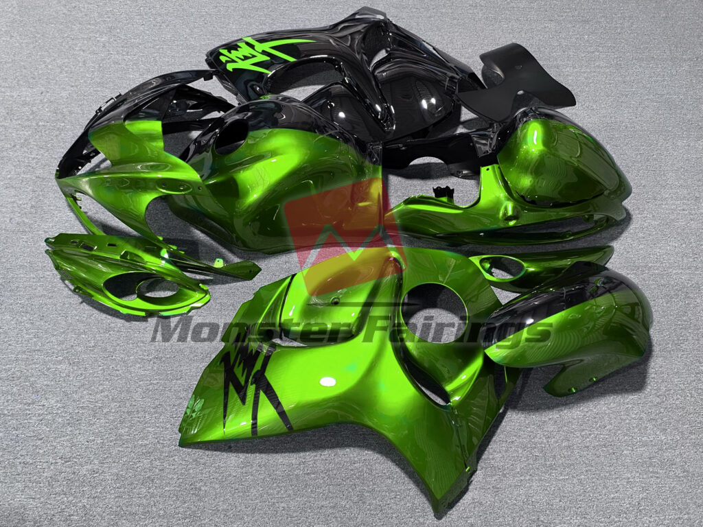 2008 - 2020 Suzuki GSXR 1300 Gloss Green & and Black Split fairing set - ABS injection, custom painted by Monster Fairings