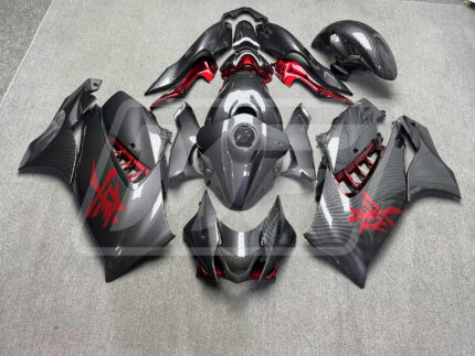 Suzuki GSXR 1300 2021-2025 Gloss Carbon Fiber with Red ABS Fairings | Monster Fairings