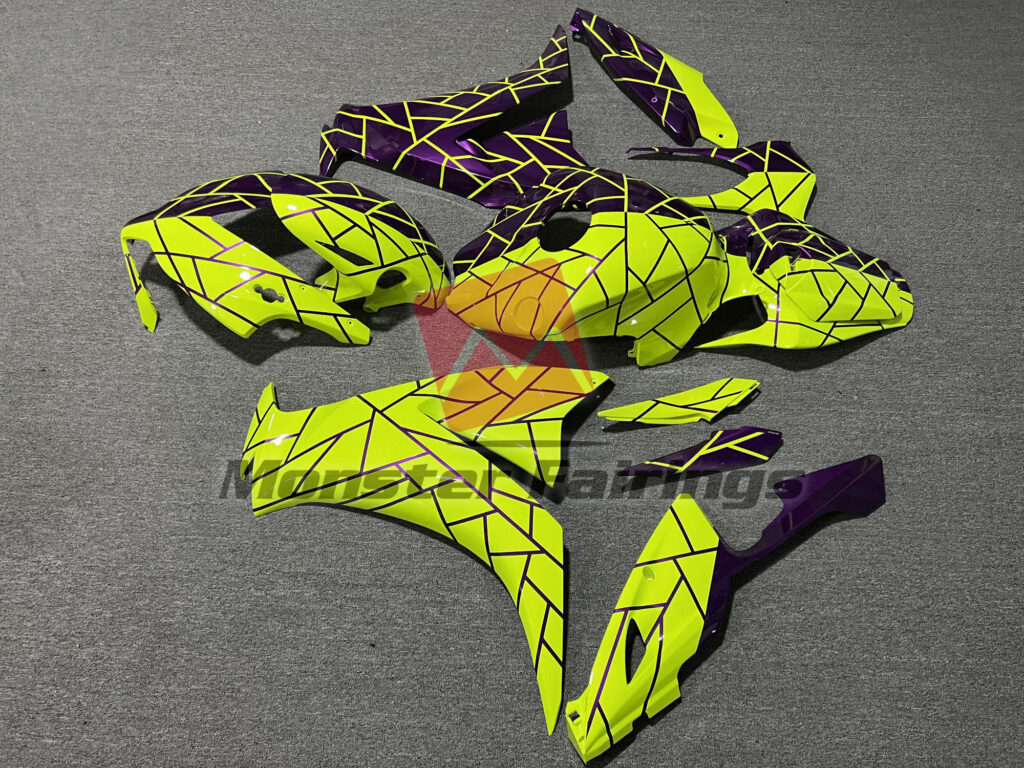 2012 - 2016 Honda CBR1000RR Gloss Purple & High Viz Yellow Split fairing set - ABS injection, custom painted by Monster Fairings