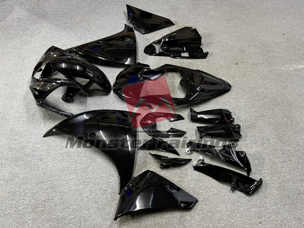 2009 - 2011 Yamaha R1 Gloss Black fairing set - ABS injection, custom painted by Monster Fairings