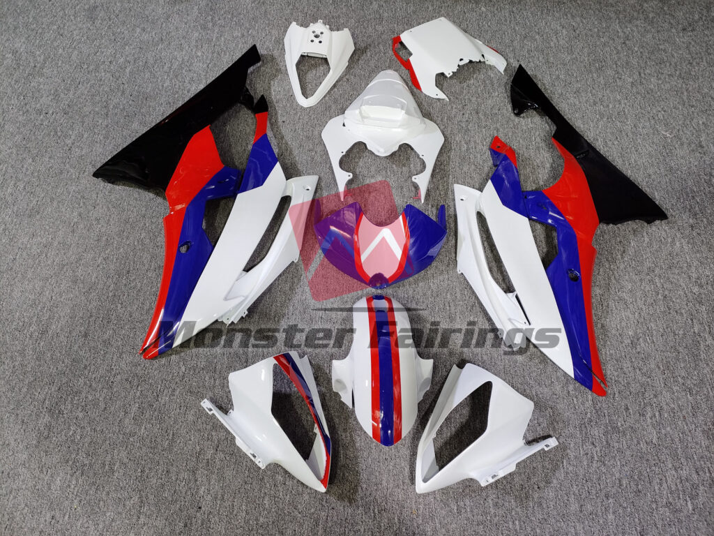 Yamaha R6 2008 - 2016 Gloss White Red & Blue ABS fairings - custom motorcycle bodywork kit by Monster Fairings