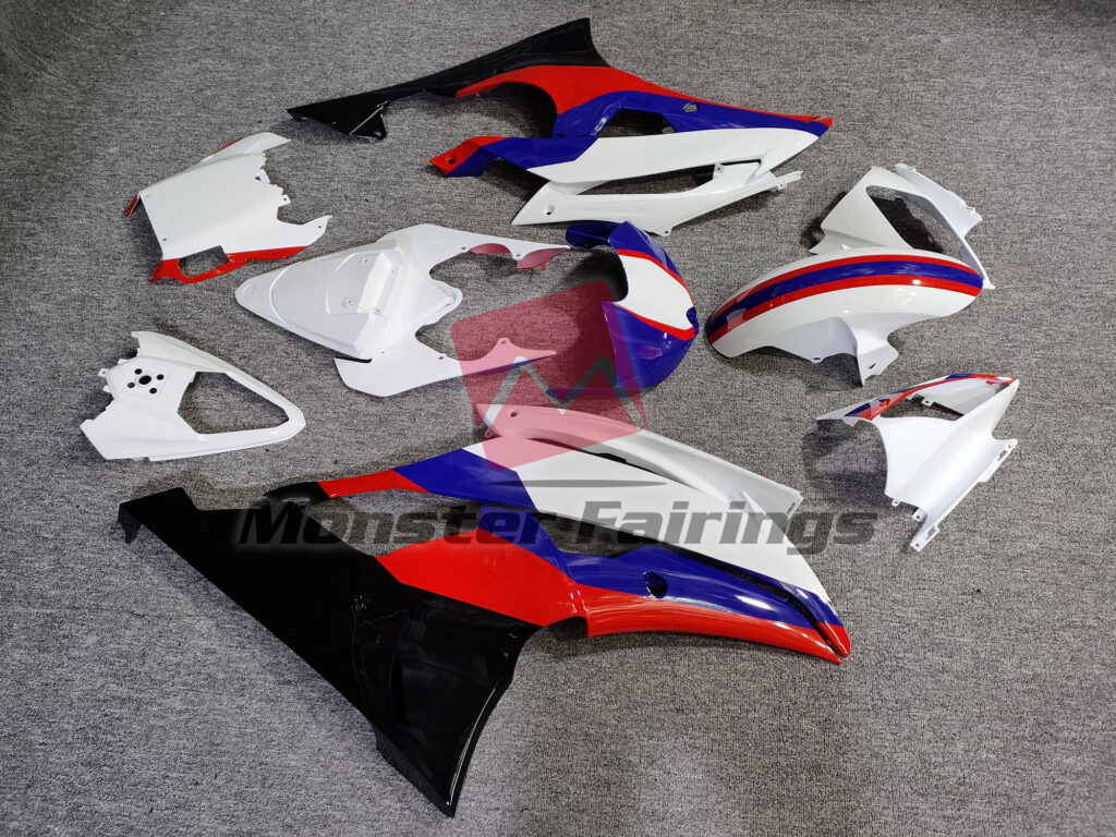 2008 - 2016 Yamaha R6 Gloss White Red & Blue fairing set - ABS injection, custom painted by Monster Fairings