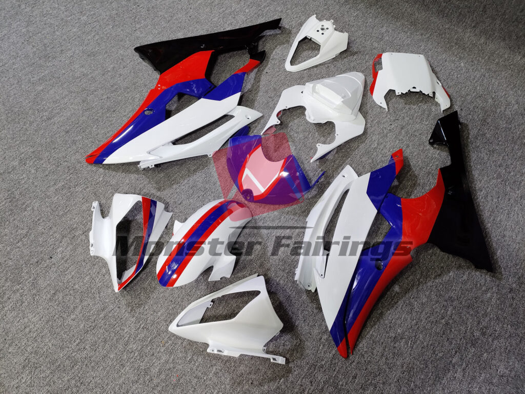 Yamaha R6 custom ABS fairings 2008 - 2016 in Gloss White Red & Blue - durable replacement kit, Monster Fairings