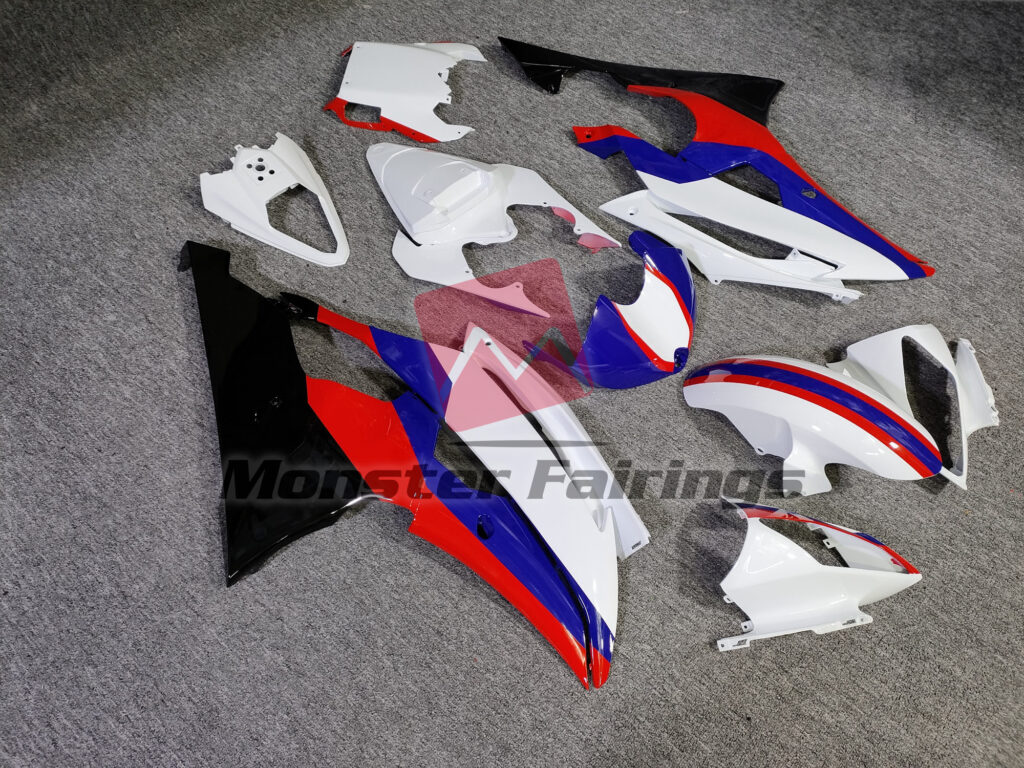 Gloss White Red & Blue ABS fairings for Yamaha R6 2008 - 2016 - premium OEM fit kit by Monster Fairings