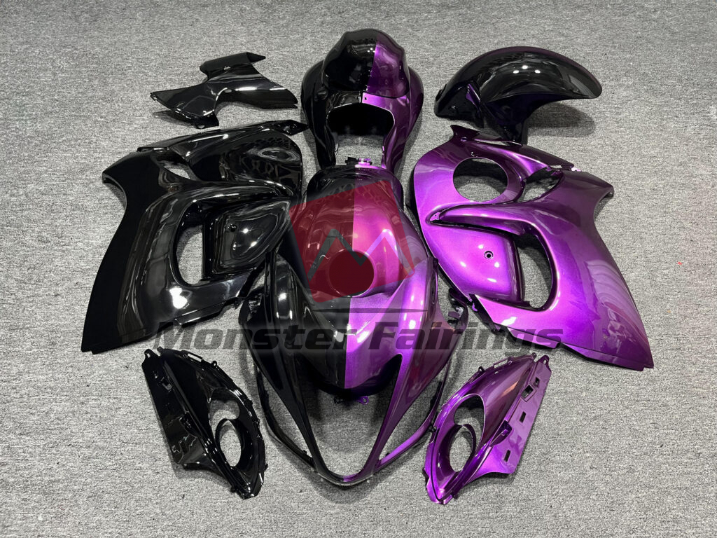 Suzuki GSXR 1300 2008 - 2020 Gloss Purple & and Black Split ABS fairings - custom motorcycle bodywork kit by Monster Fairings