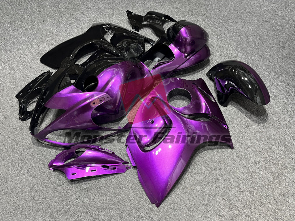 2008 - 2020 Suzuki GSXR 1300 Gloss Purple & and Black Split fairing set - ABS injection, custom painted by Monster Fairings