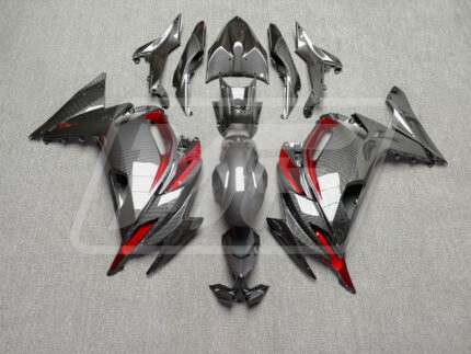 Kawasaki Ninja 650R 2020-2026 Gloss Carbon Fiber Style with Red ABS Fairings | Monster Fairings