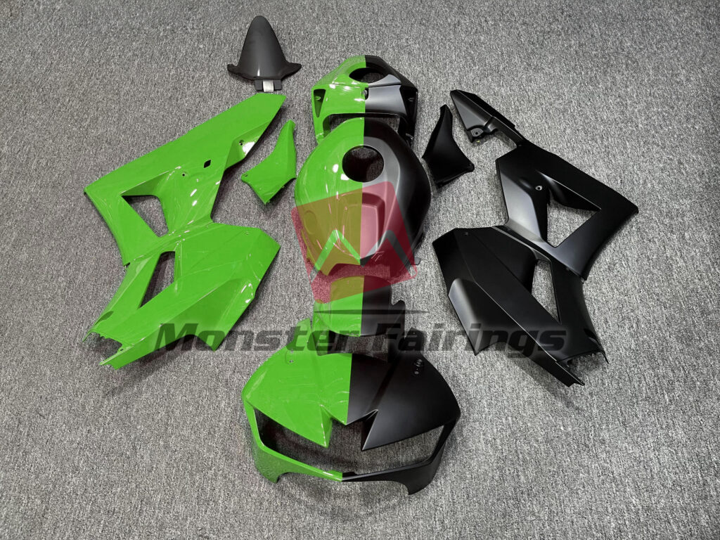 Honda CBR600RR 2013 - 2025 Gloss Green & Matte Black Split ABS fairings - custom motorcycle bodywork kit by Monster Fairings
