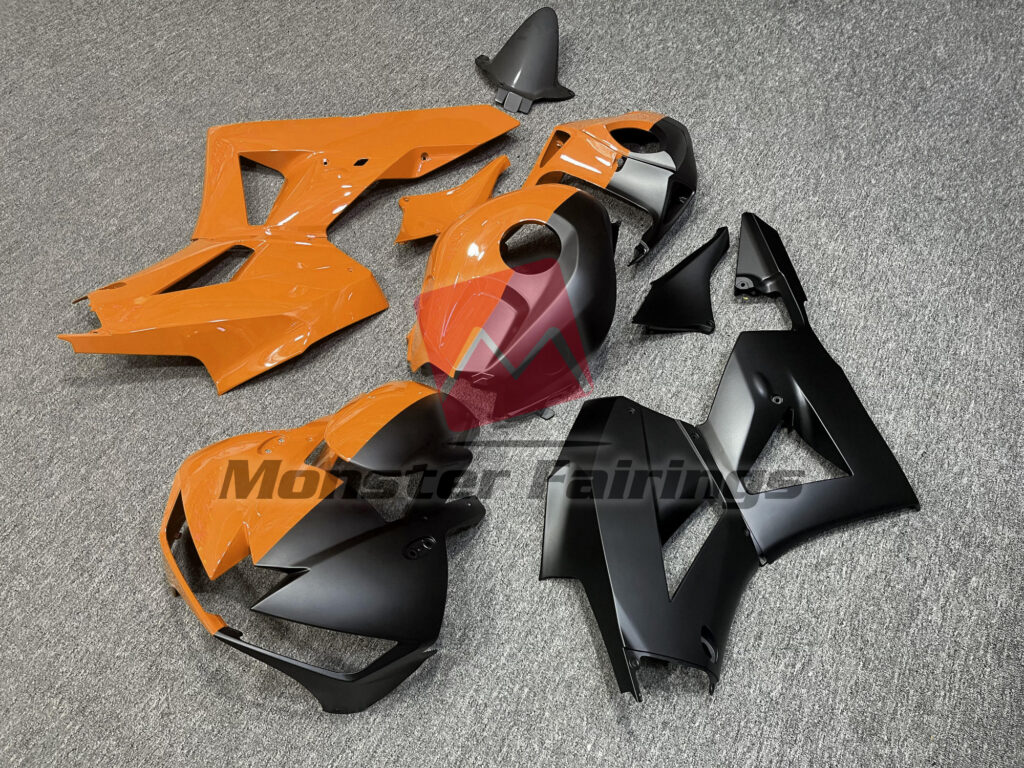 2013 - 2025 Honda CBR600RR Gloss Orange & Matte Black Split fairing set - ABS injection, custom painted by Monster Fairings