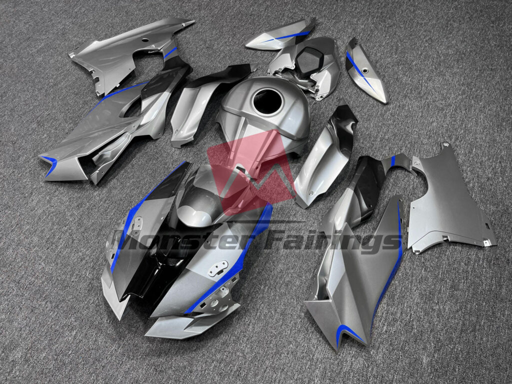 Gloss Silver with Blue ABS fairings for Kawasaki ZX10R 2021 - 2025 - premium OEM fit kit by Monster Fairings