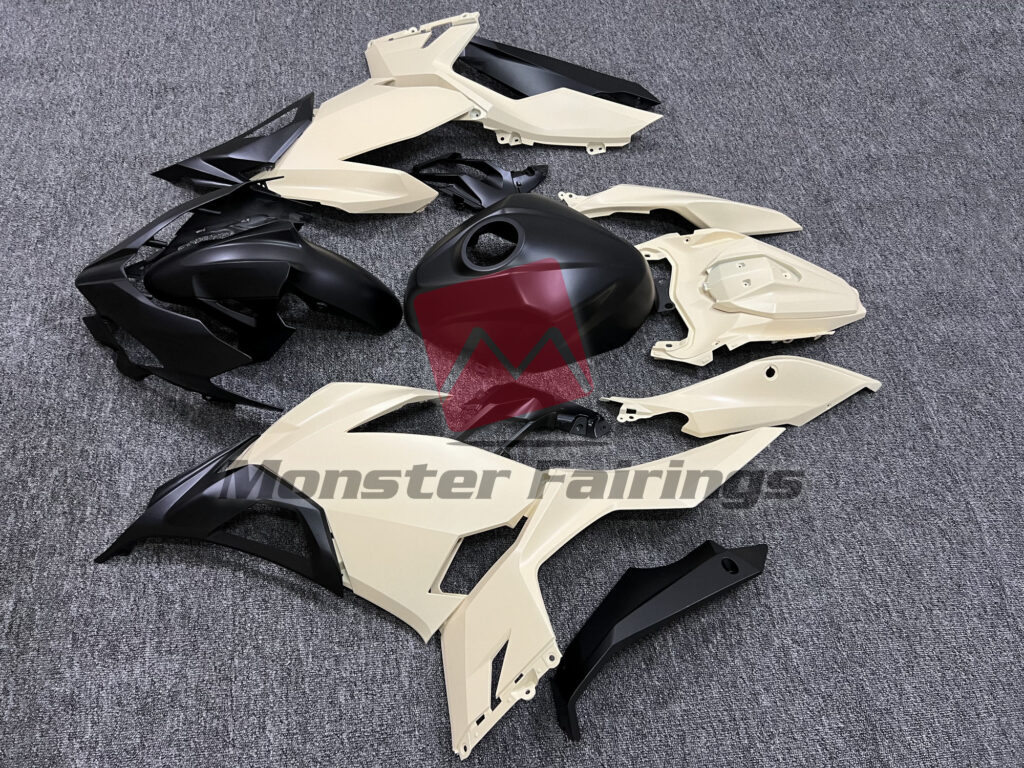 2018 - 2024 Kawasaki Ninja 400 Matte Desert Tan with Black fairing set - ABS injection, custom painted by Monster Fairings