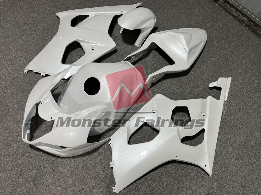 Suzuki GSXR 1000 custom ABS fairings 2003 - 2004 in Gloss Pearl White - durable replacement kit, Monster Fairings