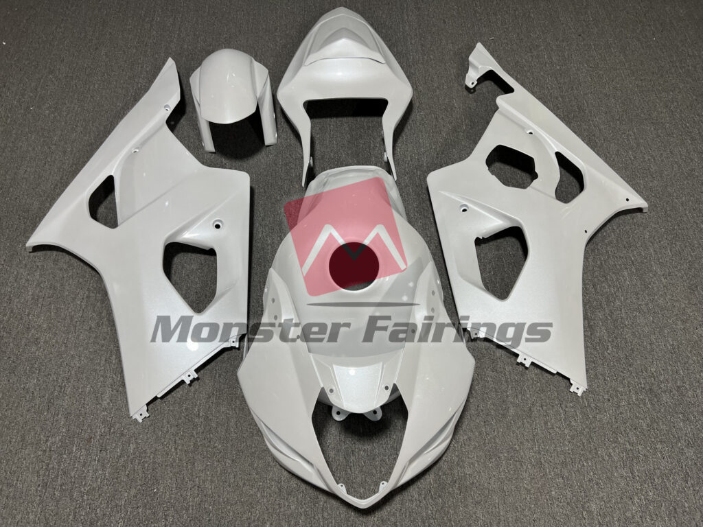Suzuki GSXR 1000 2003 - 2004 Gloss Pearl White ABS fairings - custom motorcycle bodywork kit by Monster Fairings