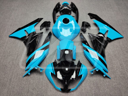 Kawasaki ZX6R 2009-2012 Gloss Black & Light Blue ABS Fairings | Monster Fairings