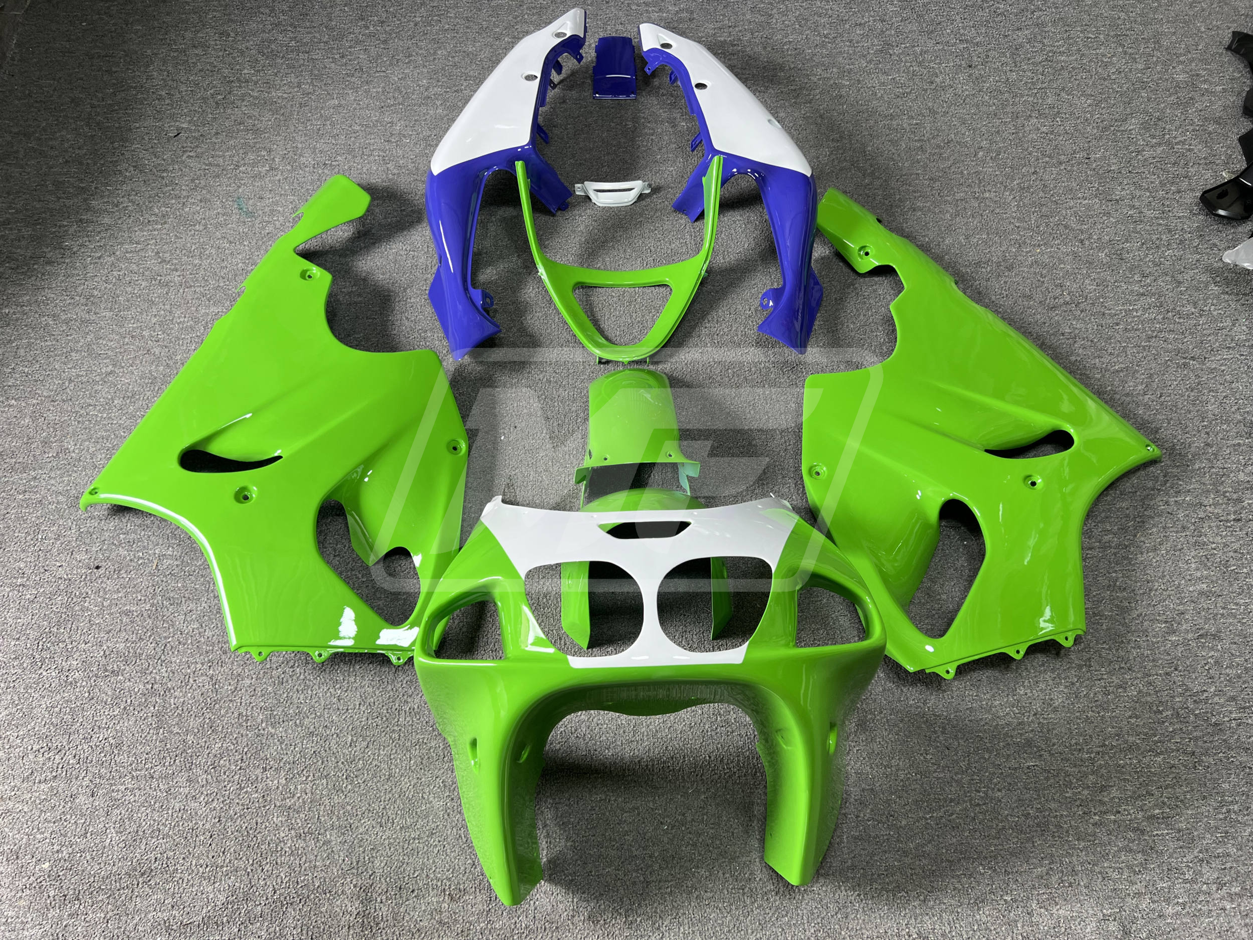 Kawasaki ZX7R 1996-2003 Gloss Green White & Purple ABS Fairings