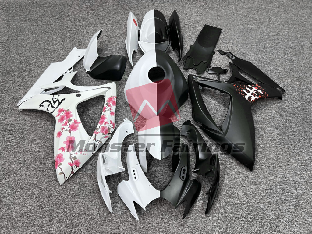 Matte Black & White Cherry Blossom Split - GSXR600 - 750 06