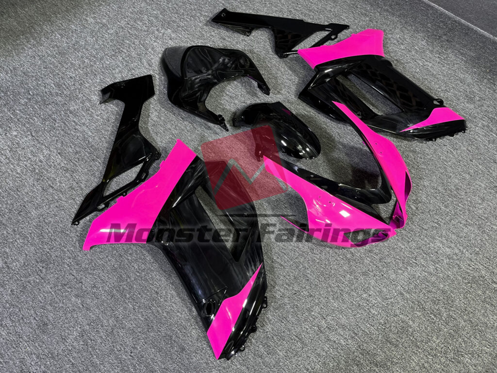 Gloss Black & Pink ABS fairings for Kawasaki ZX6R 2007 - 2008 - premium OEM fit kit by Monster Fairings