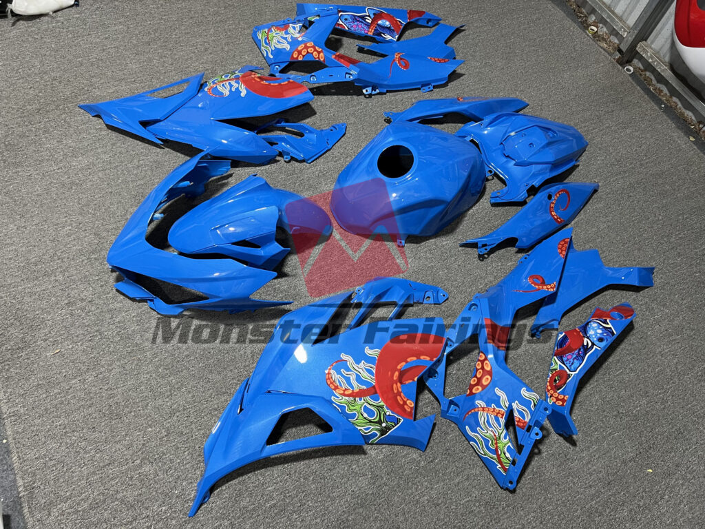 Gloss Reef Blue Special Design ABS fairings for Kawasaki Ninja 400 2018 - 2024 - premium OEM fit kit by Monster Fairings