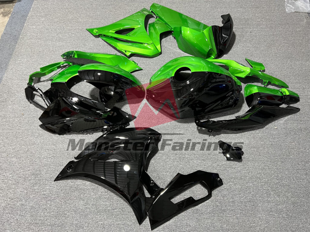 2017 - 2025 Suzuki GSXR 1000 Gloss Green & Black Split fairing set - ABS injection, custom painted by Monster Fairings