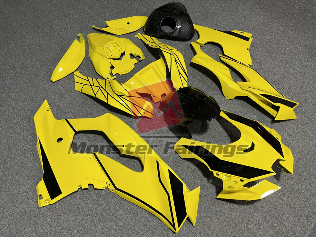 Gloss Yellow & Black with Carbon Fiber Style ABS fairings for Kawasaki ZX10R 2021 - 2025 - premium OEM fit kit by Monster Fairings