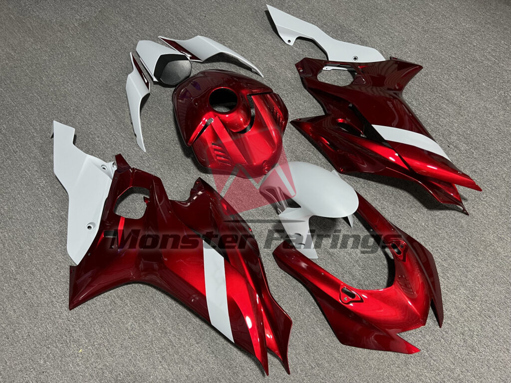 Yamaha R6 custom ABS fairings 2017 - 2022 in Gloss Candy Red & White - durable replacement kit, Monster Fairings