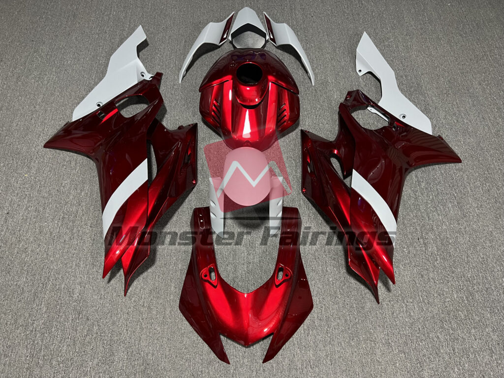 Yamaha R6 2017 - 2022 Gloss Candy Red & White ABS fairings - custom motorcycle bodywork kit by Monster Fairings